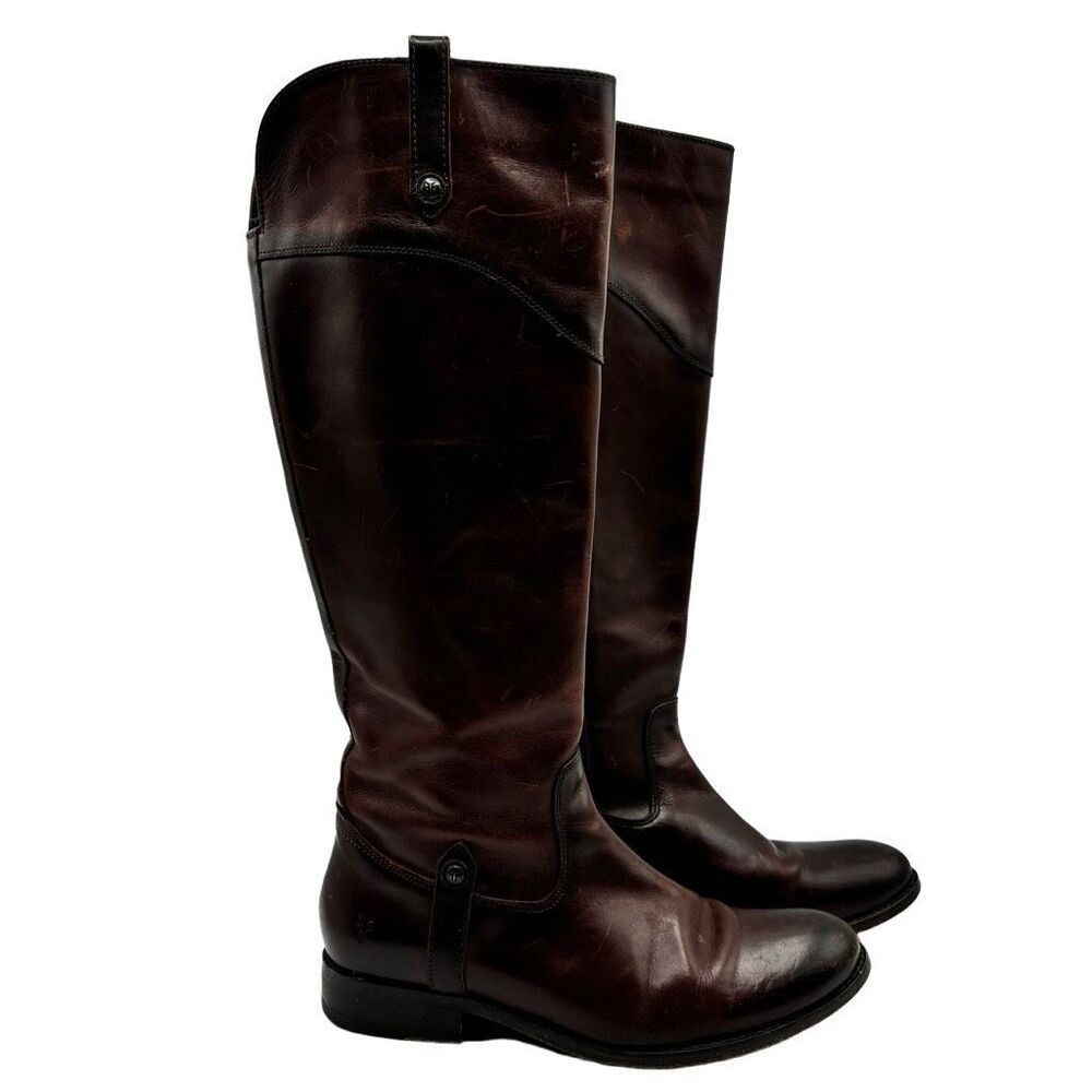 Frye‎ Melissa Button Riding Boots Brown Leather Tall Equestrian Style Size 7